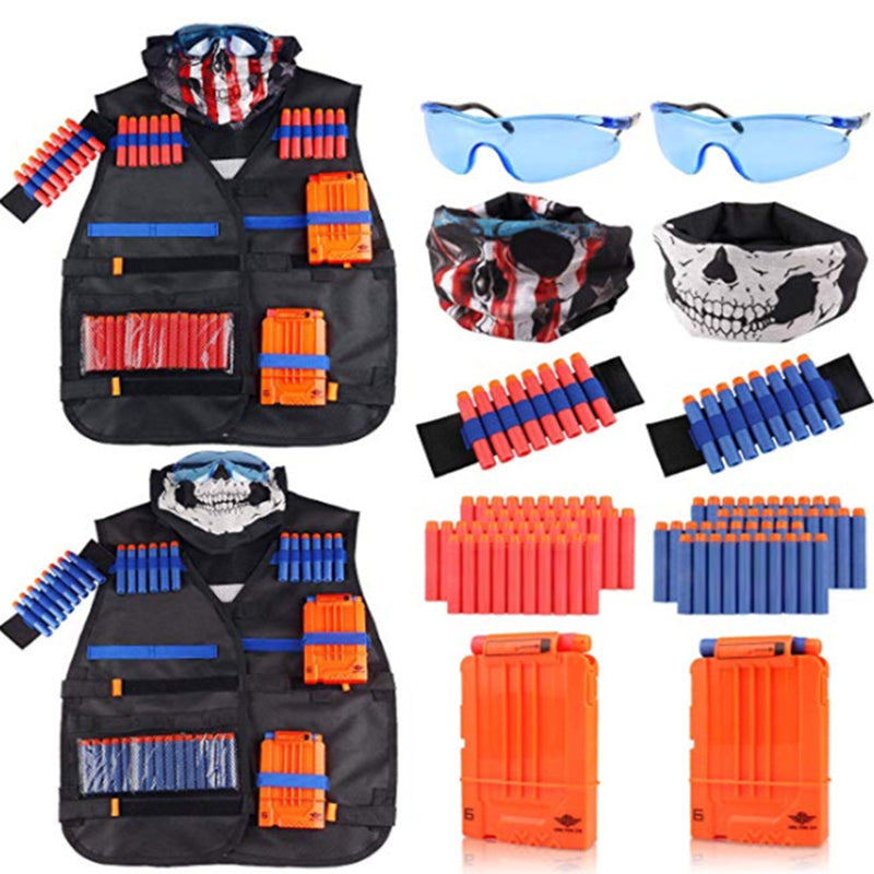 BX-009 Kids Tactical Vest Kit for Nerf Blaster Game with Refill Darts Reload Clips Face Mask Wrist Bands and Protective Glasses Tactical Vest Toys for Boys Girls BX-009 Kids Tactical Vest Kit for Nerf Blaster Game with Refill Darts Reload Clips Face Mask Wrist Bands and Protective Glasses Tactical Vest Toys for Boys Girls